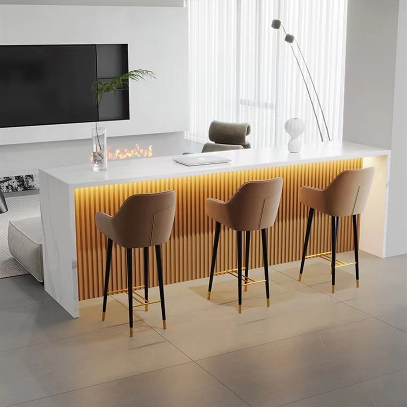 大理石开放式厨房餐桌吧r台一体家用隔断餐边柜岛台沙发吧台桌定