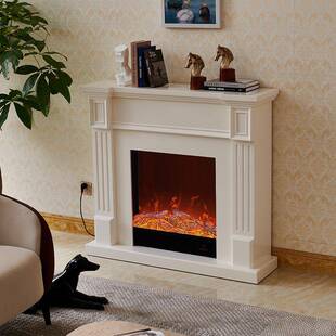 【折扣价】1.2米简约法式实木壁炉装饰柜家用客厅仿真火焰取暖电