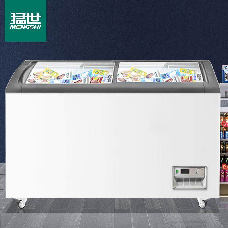 雪糕柜卧式岛柜商用大容量卧式冰箱弧形玻璃门展示柜大容量冰