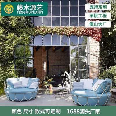 藤木源艺定制悬挂吊篮户外秋千庭院摇椅别墅海景房吊椅躺床阳台