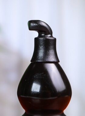 天然玉石空心开口葫芦摆件福禄寿风水房租补位黑葫芦玉石客厅装饰