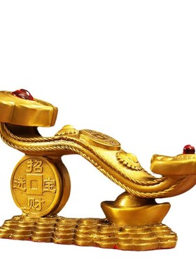 铜如意摆件事事如意金钱元宝如意架客厅办公室装饰乔迁贺寿礼品
