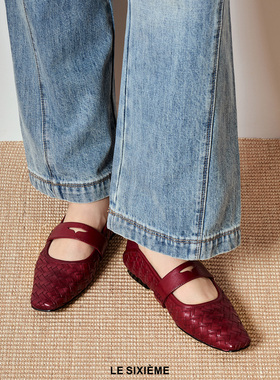 LE SIXIEMEmusika「左岸编织者」纯手工编带玛丽珍可后踩懒人鞋