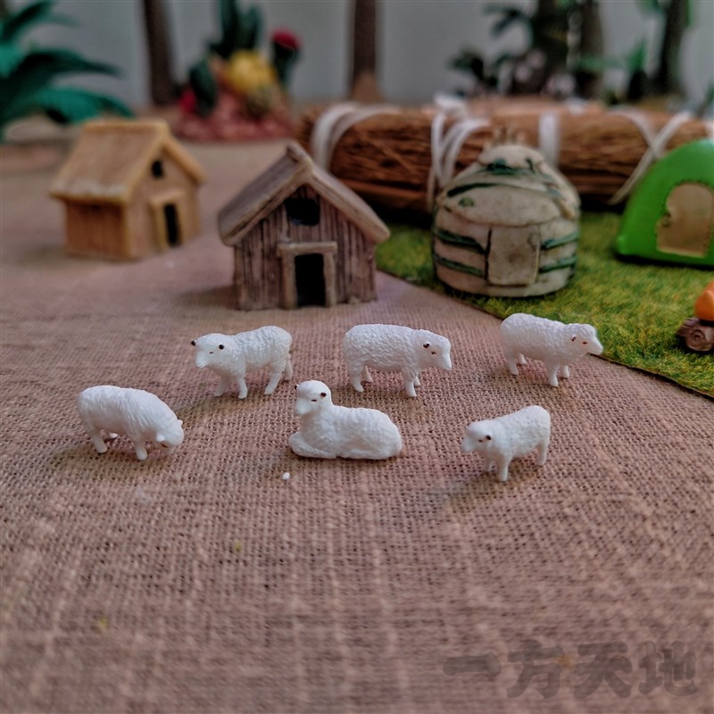场景模型仿真微缩迷你小动物绵羊微景沙盘拍摄道具造景装饰摆件