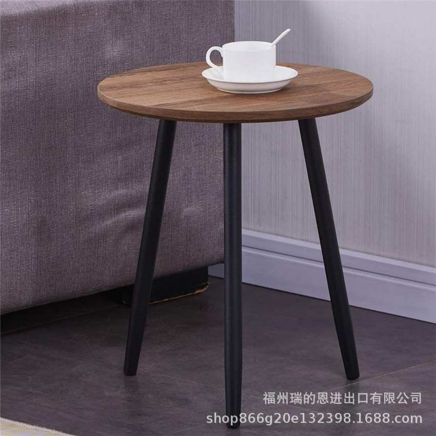 简约现代铁木小圆桌咖啡厅休闲客厅沙发边桌阳台户外休闲茶几