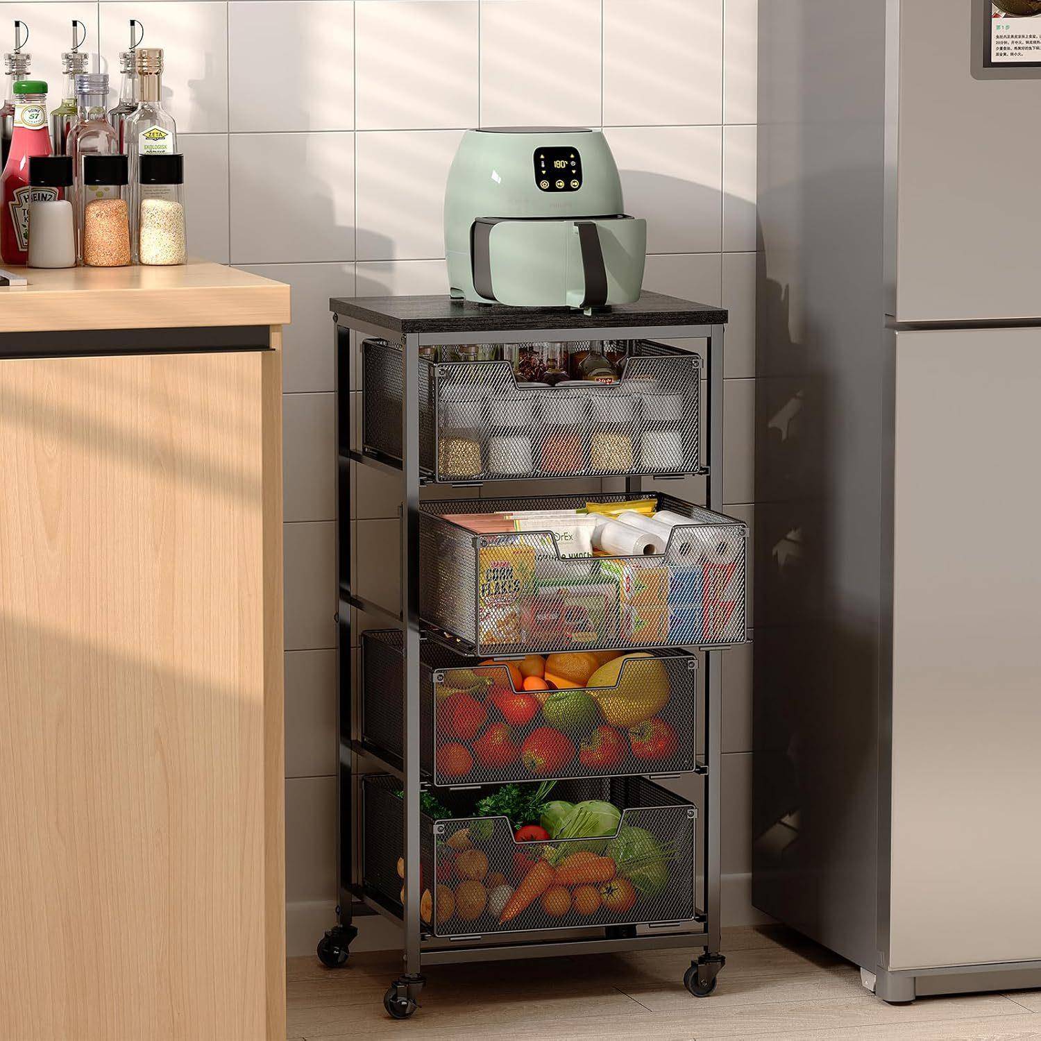 【折扣价】厨房菜篮子置物架家用移动落地式多层果蔬收纳筐多功能