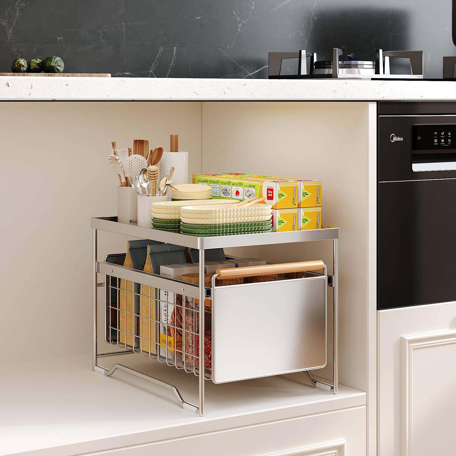 【折扣价】不锈钢厨房下水槽置物架调料碗碟抽拉式收纳架橱柜拉篮,鲜花速递/花卉仿真/绿植园艺,其它园艺用品,淘宝优惠券,粉丝福利购,淘宝优惠卷