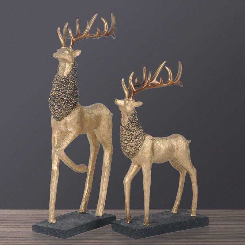 欧式创意古典奢华高贵麋鹿摆件家居电视柜书柜桌面摆设软装装饰品