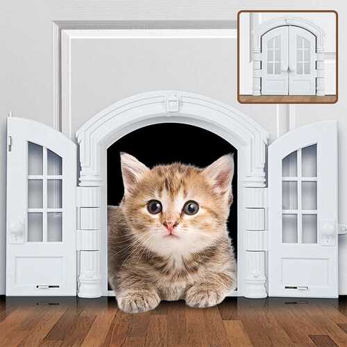 French Cat Door法式双开门猫门无翻盖门档宠物门猫门小狗门洞