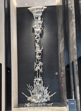 简约玻璃钢大厅景观室内酒店大堂A水滴流水摆件落地工艺品定制玄