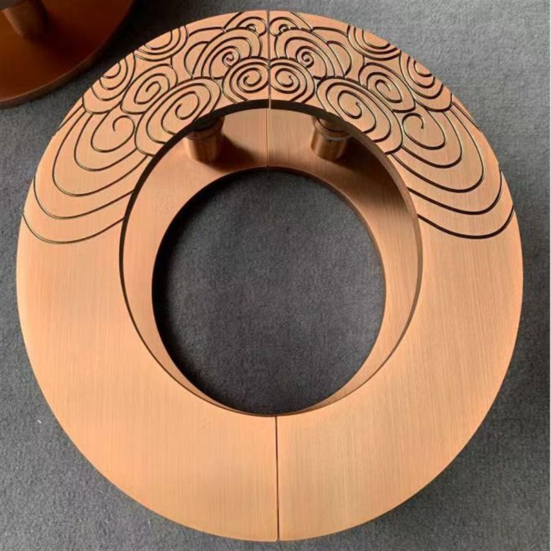 拉手新中式仿古铜雕刻玻璃门把手高端电泳不褪色不氧化大门拉手