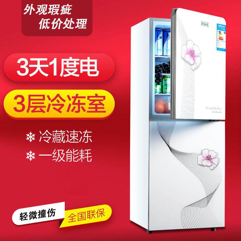 小型双门电冰箱迷你家用出租屋宿舍公寓单人双开门大容量