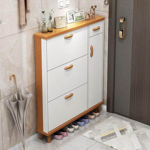 网红风超薄鞋柜入户进门口靠墙收纳翻斗玄关柜超大容量实木腿鞋架