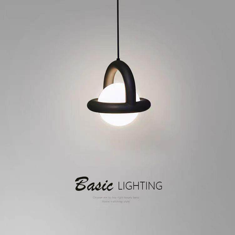 2023设计师现代简约卧室床头led小吊灯 创意个性圆球铁艺餐厅吊灯