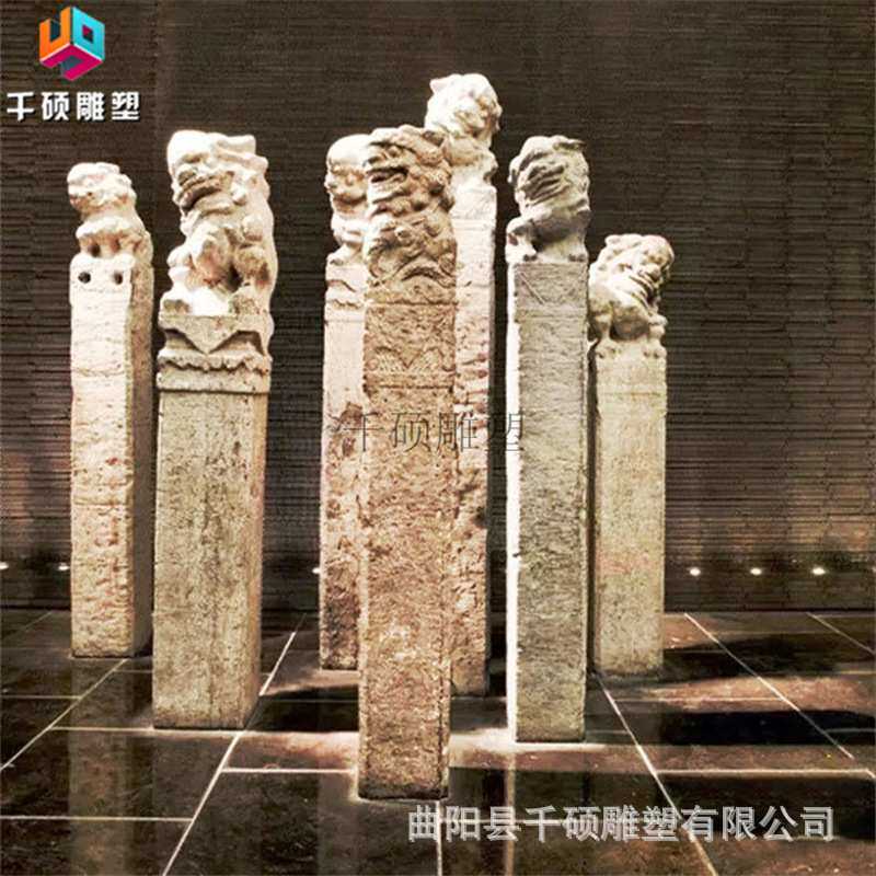 厂家 制作拴马桩摆件围栏护栏十二生肖栓马柱仿古做旧青石柱子