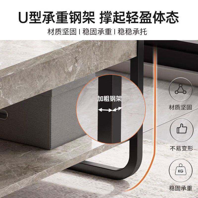 茶几小桌子客厅轻奢简约现代小户型出租房坐地家用钢木桌双层