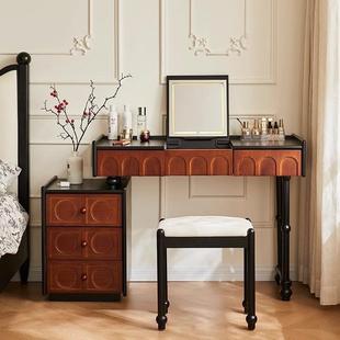 恒沃 中古梳妆台二合一书桌化妆桌实木翻盖梳妆台床头柜一体 法式