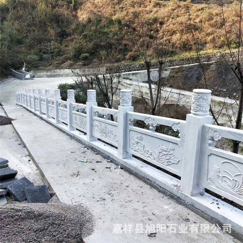 公园景区汉白玉装饰石栏杆 河道大桥草白玉浮雕石栏杆河堤石围栏