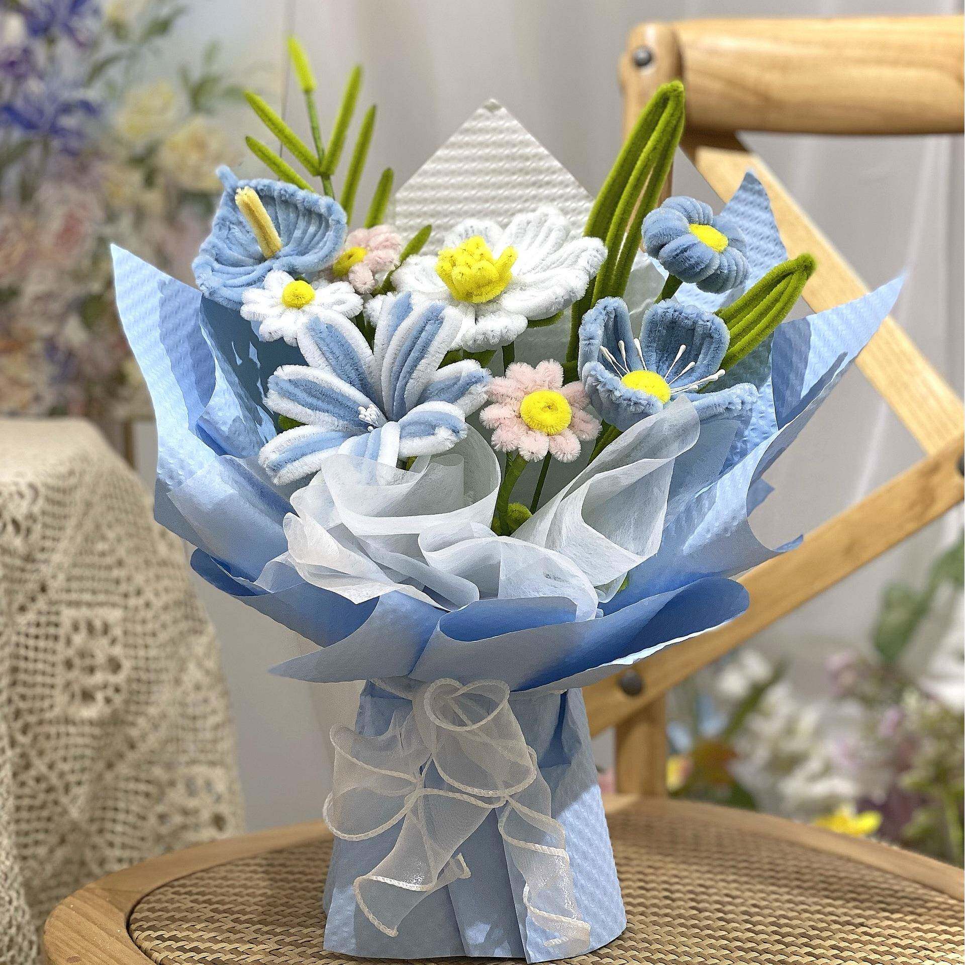 扭扭棒成品花束郁金香花束七夕节手工手捧花束送女朋友礼物教师节