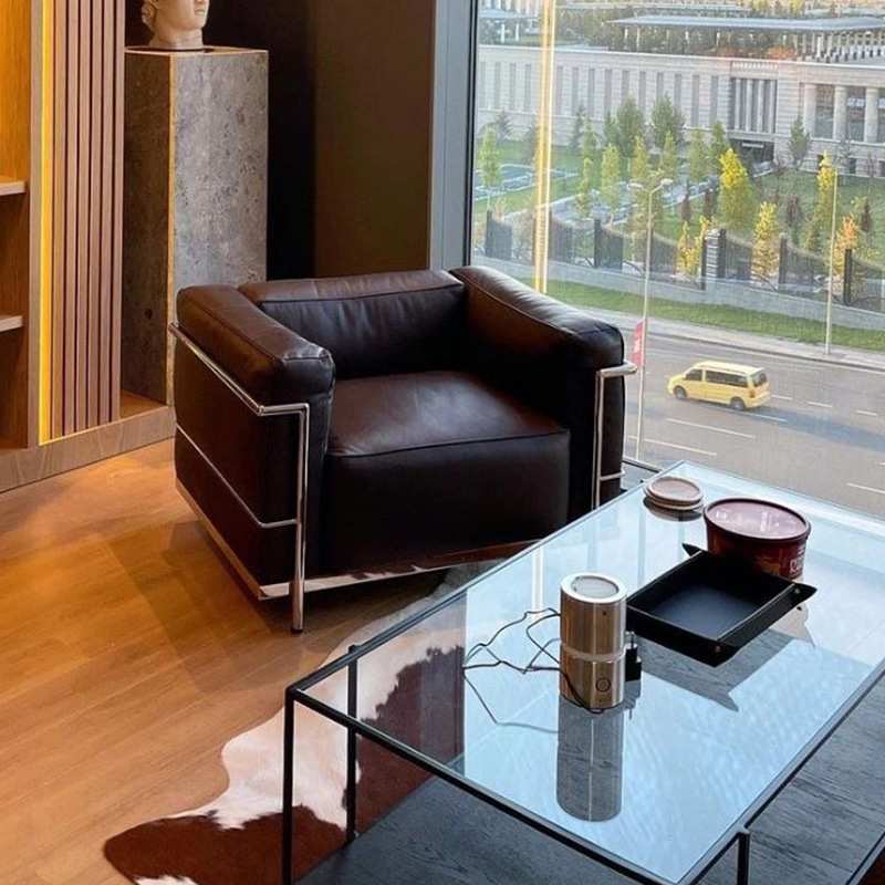 意式极简包豪斯LC3单人沙发轻奢中古懒人沙发客厅不锈钢柯布西耶