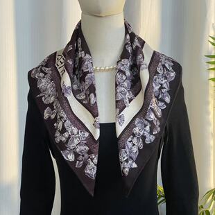 桑蚕丝羊毛 60丝毛方巾双面百搭女士气质丝巾K318 D家蝴蝶