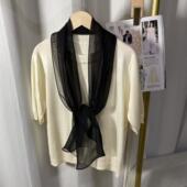 丝巾高级百搭气质女长条围巾 30x150cm新款 100%桑蚕丝 纯色飘带