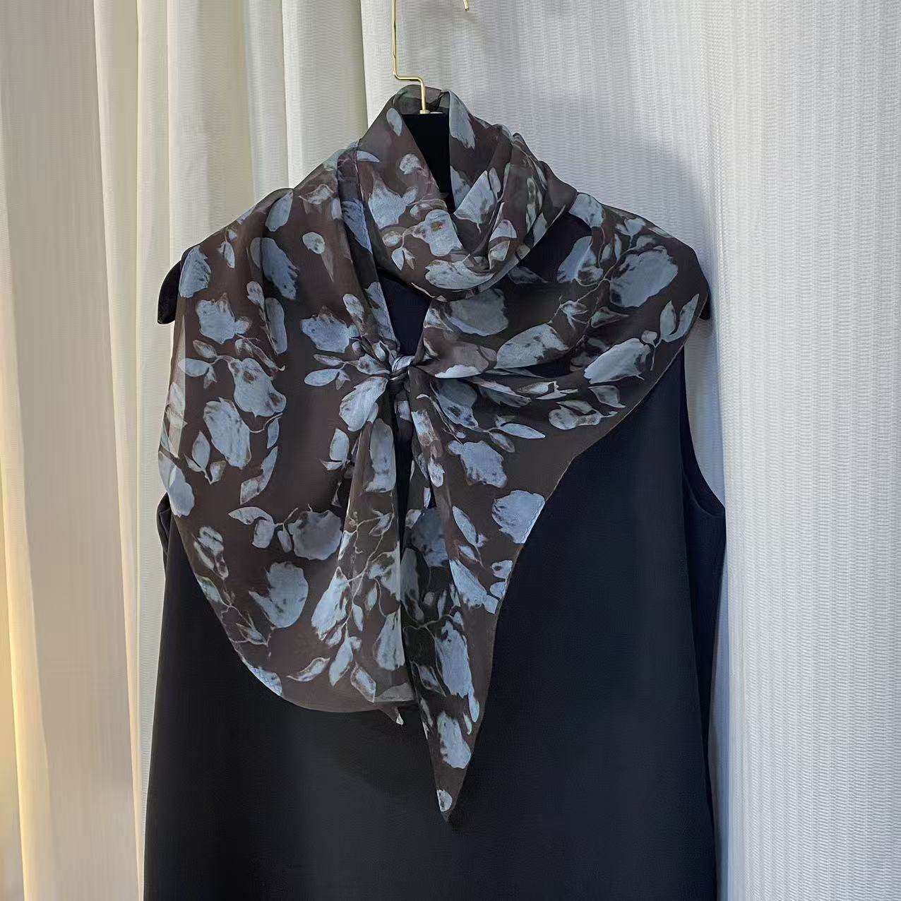 100%桑蚕丝【30cm宽暗香飘带】30x160cm新款丝巾高级百搭长条围巾