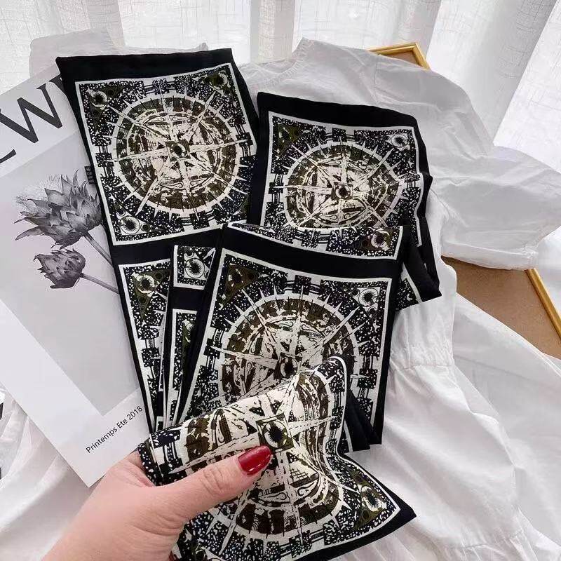 100%桑蚕丝【八芒星】145x16cm长飘带双层真丝丝巾女G319