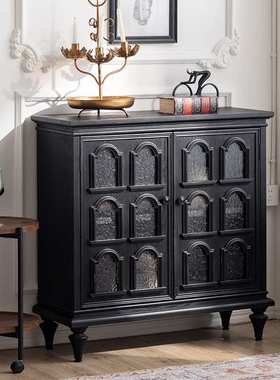 古典中式玄关黑色咖啡柜茶水柜 小户型家用厨房洞穴风餐边柜