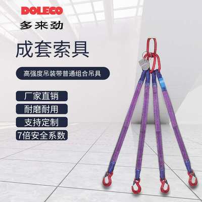 德国DOLECO工业起重耐磨吊带多来劲扁平涤纶吊装带组合 吊带索具