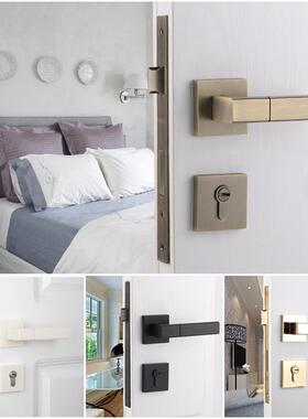 房门锁欧式美式家装木门锁执手锁分体黑色卧室门把手静音锁具通用