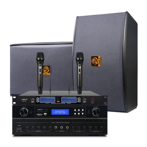 狮乐 AV108+BX119 会议室音箱功放话筒组合套装 家庭ktv音响设备