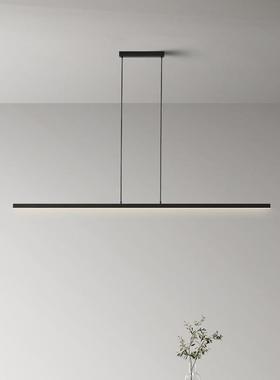 现代简约吊灯北欧极简餐厅吧台灯一字型长条黑白色三色变光led灯