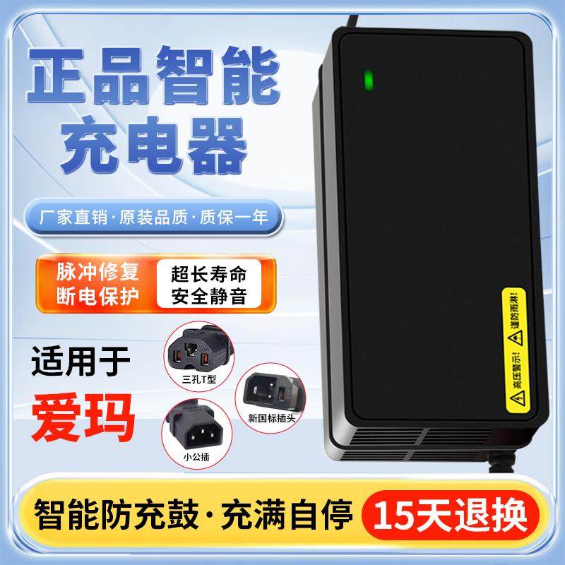 适用爱玛电动车电瓶充电器48V20AH60V30AH72V新国标铅酸原装