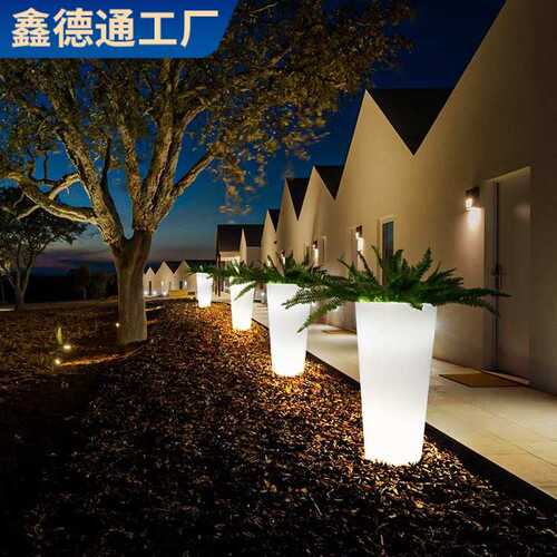 高脚花盆花坛造景太阳能装饰灯商场美陈led景观灯小区落地氛围灯