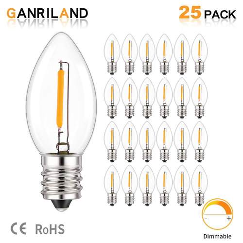 C7LED小灯泡 迷你台灯泡复古仿钨丝E12螺口蜡烛灯丝灯25个装佛灯