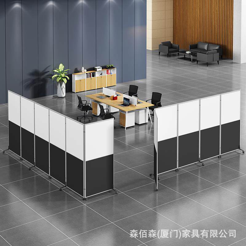 移动活动屏风隔断墙工业风推拉折叠办公室带轮子厦门办公家具定制图片