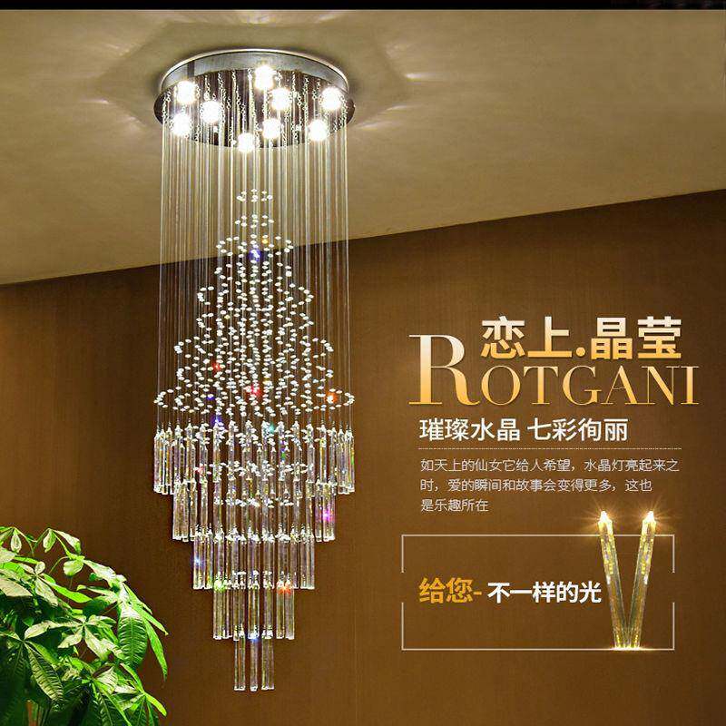 楼中楼客厅大吊灯现代简约挑空loft楼梯灯轻奢复式楼别墅水晶吊灯
