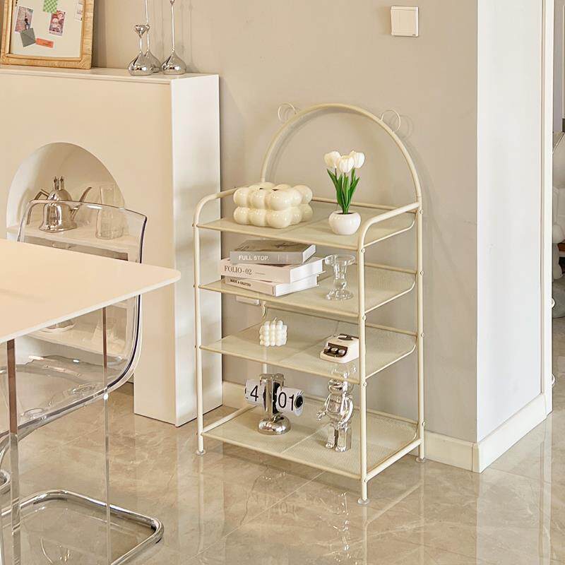 A10L奶油风白色落地水杯餐边柜置物架小厨房收纳架靠墙储物茶