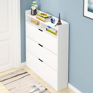 翻斗鞋柜 玄关简约现代简易多层17-24cm超薄实木色家用门口窄鞋架