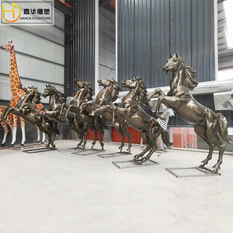 玻璃钢仿铜动物雕塑马雕塑仿铜马马公园酒店商场室内室外摆件