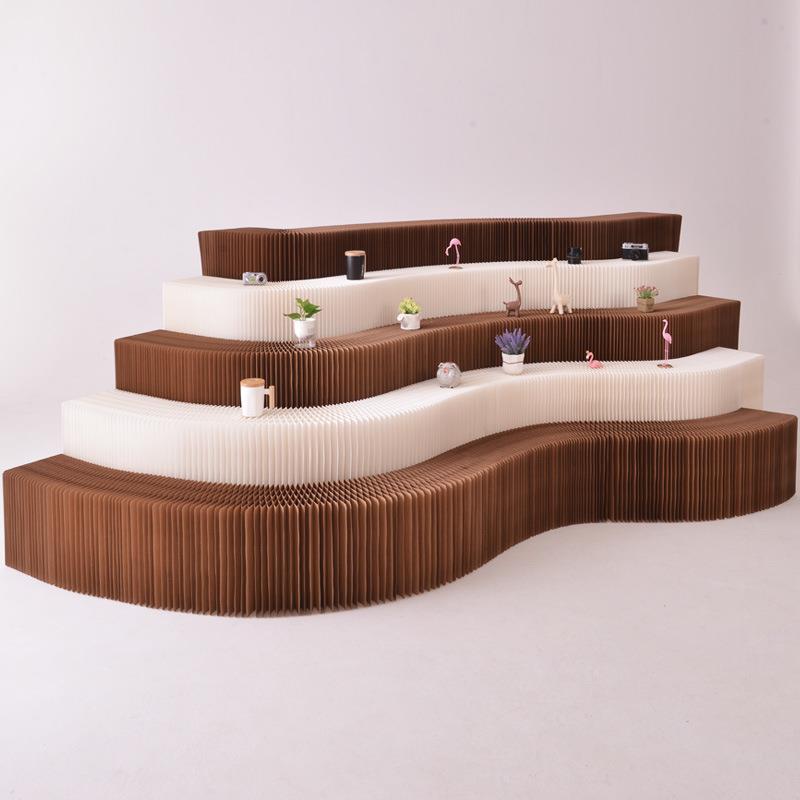 俏喜长条展示架纸艺展台多层落地置物架创意橱窗陈列架异形货架子