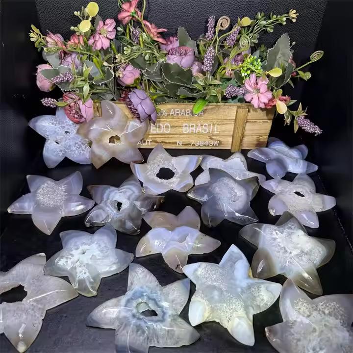 跨境热销天然水晶玛瑙晶洞海星天然水晶原石雕刻件水晶工艺品