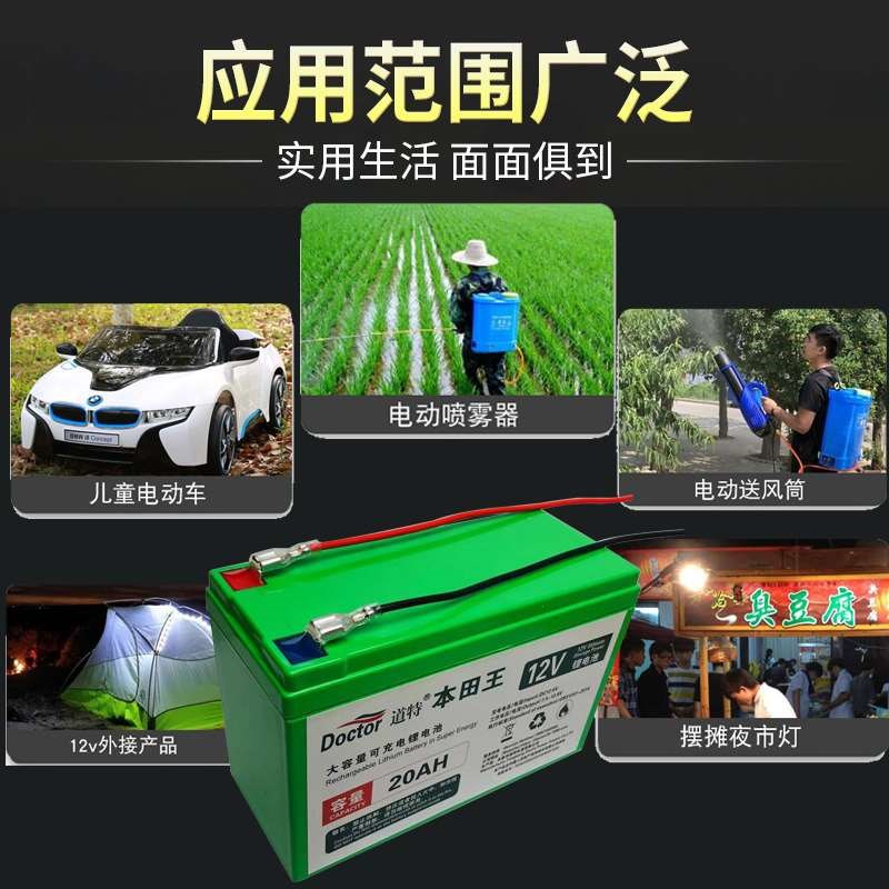 12v伏锂电池可充大容量电动农用喷雾器电池音响童车电瓶充电器