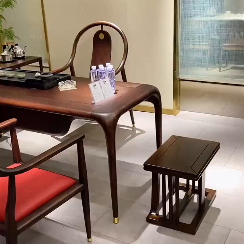 新中式乌金木茶桌椅组合禅意实木茶几办公室家用茶室干泡茶台家具