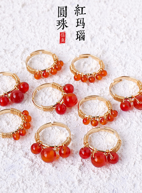 跨境热销天然水晶不规则原石矿标活口戒指紫白粉水晶手工绕线戒指