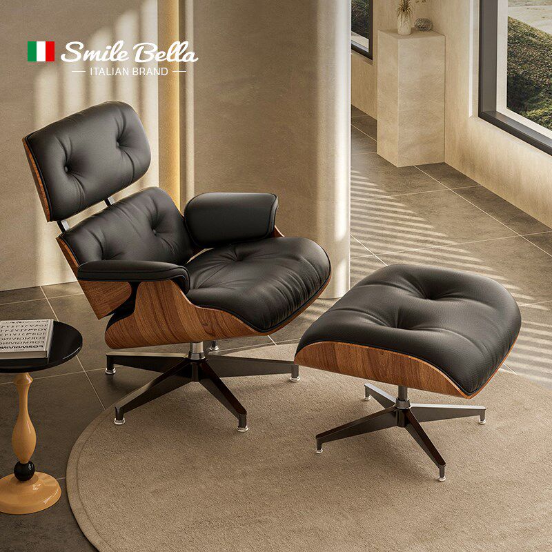 伊姆斯躺椅Eames设计师款休闲椅客厅单人真皮沙发办公室总裁躺椅