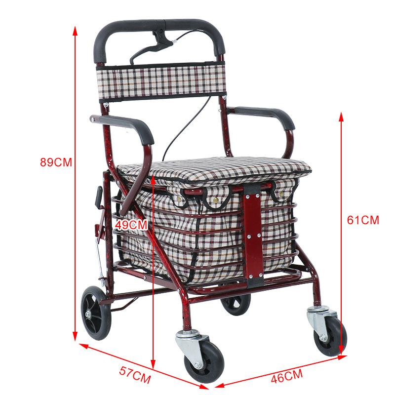 老人手推车可坐折叠代步助力购物小推车老年人坐的能推走的软椅子