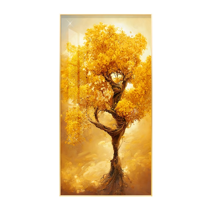 新款发财树玄关装饰画入户走廊过道挂画现代简约高端大气立体壁画图片