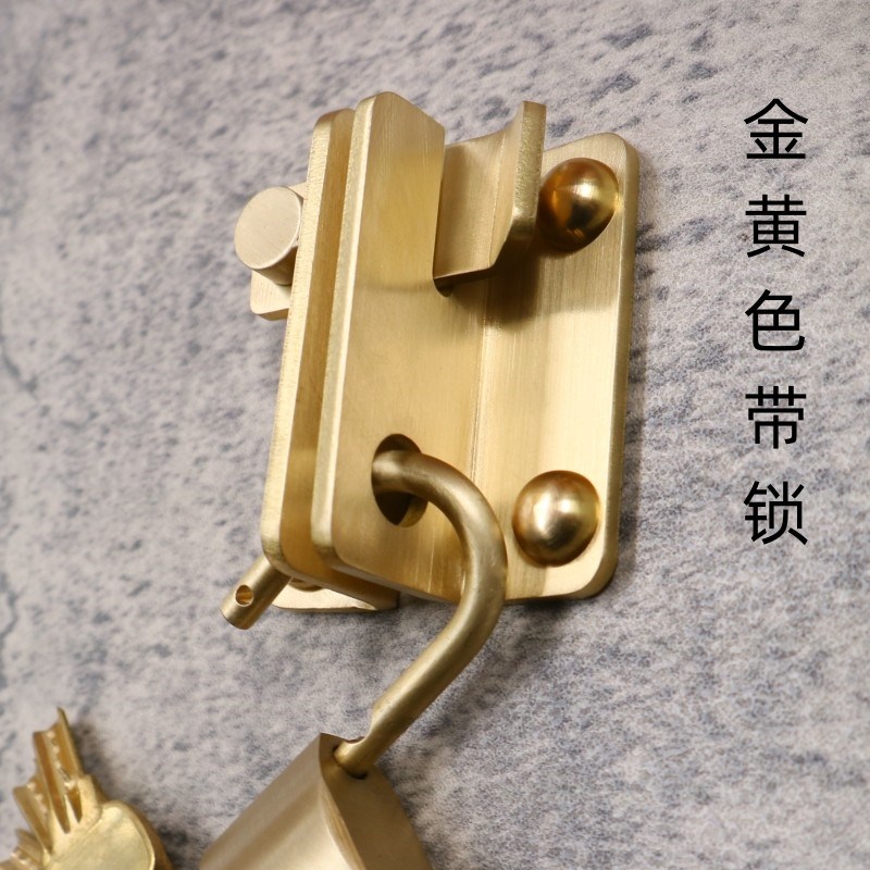 中式木门铜锁扣搭扣门扣锁鼻挂锁老式家用移门插销式门锁纯铜门栓